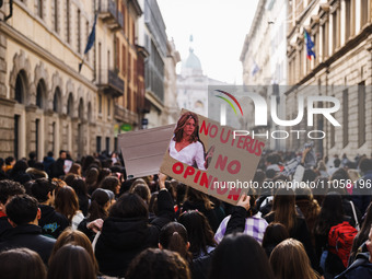 Demonstrators are attending the Lotto Marzo demonstration on International Women's Day in Milan, Italy, on March 8, 2024. (