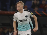 Jan Paul van Hecke of Brighton is looking on during the UEFA Europa League round of 16 first leg match between AS Roma and Brighton & Hove A...