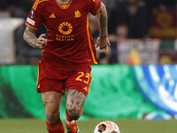 Gianluca Mancini of Roma is in action during the UEFA Europa League round of 16 first leg match between AS Roma and Brighton & Hove Albion a...