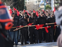 Students protested in Athens against the passage of a new bill that allows the creation of private universities, which they argue contradict...