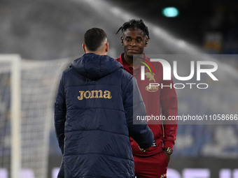 Duvan Zapata of Torino F.C. is playing on the 28th day of the Serie A Championship during the match between S.S.C Napoli and Torino F.C. in...
