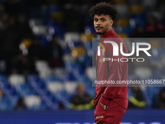 Valentino Lazaro of Torino F.C. is playing on the 28th day of the Serie A Championship during the match between S.S.C Napoli and Torino F.C....