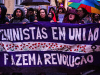 People are rallying between Alameda Square and Rossio Square in Lisbon, Portugal, on March 8, 2024 to pay tribute to International Women's D...