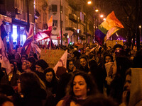 People are rallying between Alameda Square and Rossio Square in Lisbon, Portugal, on March 8, 2024 to pay tribute to International Women's D...
