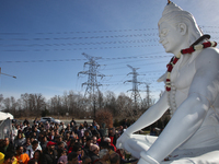 A statue of Lord Shiva, standing 18 feet tall, is being inaugurated outside a Hindu temple in Richmond Hill, Ontario, Canada, on March 8, 20...