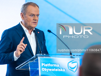 Polish Prime Minister Donald Tusk and the Chairman of the Civic Coalition are addressing the National Council of the Civic Platform, ahead o...