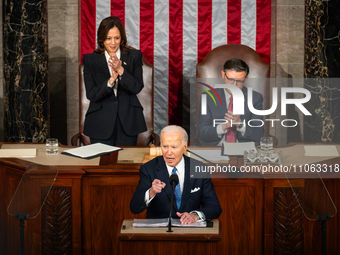 President Joe Biden delivers the annual State of the Union address to a joint session of Congress at the U.S. Capitol, Washington, DC, March...