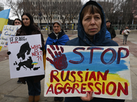 EDMONTON, CANADA - MARCH 9, 2024:
Members of the Ukrainian diaspora and activists gather at Churchill Square for a rally commemorating Ukrai...
