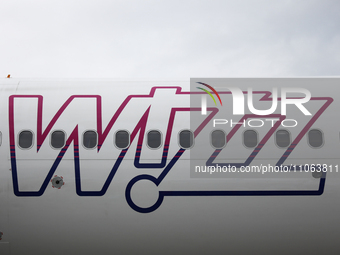 Wizz Air logo is seen on a plane on the airport in Katowice, Poland on February 28, 2024. (