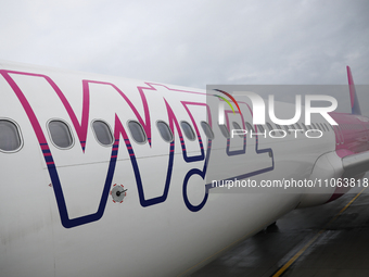 Wizz Air logo is seen on a plane on the airport in Katowice, Poland on February 28, 2024. (