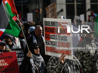 EDMONTON, CANADA - MARCH 10:
Members of the Palestinian diaspora, supported by the local Muslim community and activists, rally for Gaza - 'H...