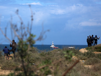 The Open Arms vessel is sailing off the shore of Gaza, carrying aid amid the ongoing conflict between Israel and the Palestinian Islamist gr...