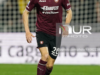 Toma Basic of US Salernitana 1919 is playing during the Serie A TIM match between US Salernitana and US Lecce in Salerno, Italy, on March 16...