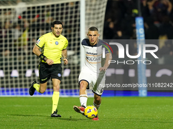 Nikola Krstovic of US Lecce is playing during the Serie A TIM match between US Salernitana and US Lecce in Salerno, Italy, on March 16, 2024...