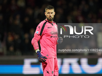 Benoit Costil of US Salernitana 1919 is playing during the Serie A TIM match between US Salernitana and US Lecce in Salerno, Italy, on March...