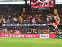 Supporters of A.S. Roma are cheering during the 29th day of the Serie A Championship between A.S. Roma and U.S. Sassuolo at the Olympic Stad...
