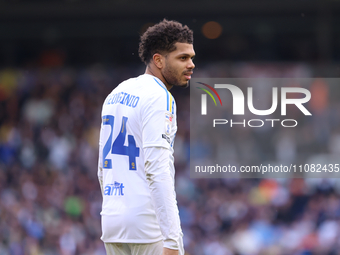 Georginio Rutter of Leeds United is playing during the Sky Bet Championship match between Leeds United and Millwall at Elland Road in Leeds,...