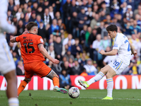 Daniel James is scoring his team's second goal during the Sky Bet Championship match between Leeds United and Millwall at Elland Road in Lee...