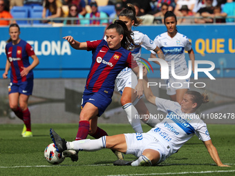 Claudia Pina and Maria Estella are playing in the match between FC Barcelona and UDG Tenerife for week 21 of the Liga F at the Johan Cruyff...