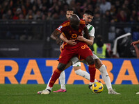 Romelu Lukaku of A.S. Roma is playing during the 29th day of the Serie A Championship between A.S. Roma and U.S. Sassuolo at the Olympic Sta...