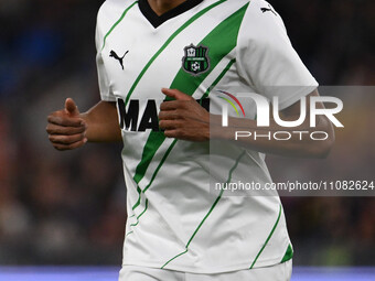 Armand Lauriente of U.S. Sassuolo is playing during the 29th day of the Serie A Championship between A.S. Roma and U.S. Sassuolo in Rome, It...