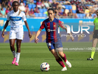 Aitana Bonmati is playing in the match between FC Barcelona and UDG Tenerife for week 21 of the Liga F at the Johan Cruyff Stadium in Barcel...