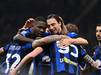Matteo Darmian of FC Inter is celebrating after scoring a goal during the Italian Serie A football match between Inter FC Internazionale and...