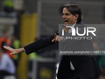 Simone Inzaghi, coach of Inter, is pictured during the Serie A soccer match between Inter FC and SSC Napoli at Stadio Meazza in Milan, Italy...