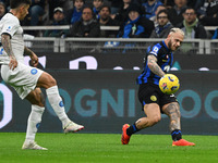 Federico Dimarco of FC Inter is playing during the Italian Serie A football match between Inter FC Internazionale and SSC Napoli at the Gius...