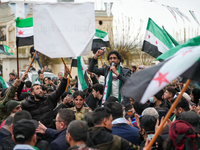 Syrians celebrated the thirteenth anniversary of the Syrian Revolution against the Bashar al-Assad regime in northwestern Syria, in areas un...