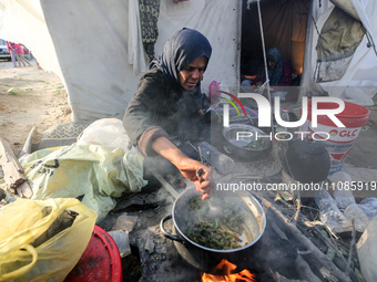 A Palestinian woman is preparing an ''iftar'' meal, the breaking of the fast, on the ninth day of the Muslim holy fasting month of Ramadan,...