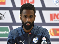 Eli Dasa  Of Israel speak during the Israel official press conference before the EURO 2024 European qualifiers play-off game against Israel,...