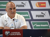 Alon Hazan Israel head coach Of Israel speak during the Israel official press conference before the EURO 2024 European qualifiers play-off g...