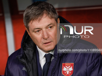 Serbia head coach Dragan Stojkovic looks on during the international friendly match between Russia and Serbia on March 21, 2024 at Dynamo Ce...
