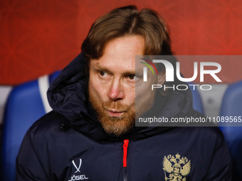 Russia head coach Valery Karpin looks on during the international friendly match between Russia and Serbia on March 21, 2024 at Dynamo Centr...