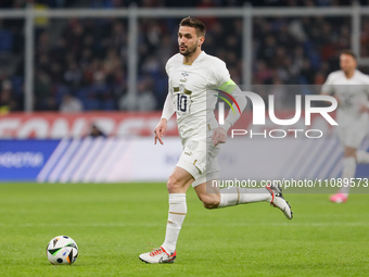 Dusan Tadic of Serbia in action during the international friendly match between Russia and Serbia on March 21, 2024 at Dynamo Central Stadiu...