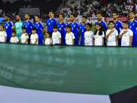 The Kuwait team players are standing for the national anthem ahead of the Qualification Round for the FIFA World Cup 2026 and AFC Asian Cup...