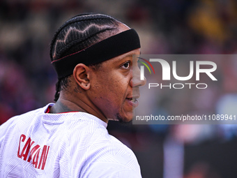 Isaiah Canaan of Olympiacos Piraeus is playing in the Euroleague, Round 31, match between Olympiacos Piraeus and LDLC ASVEL Villeurbanne at...