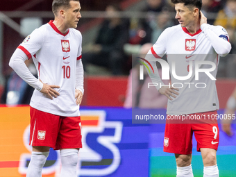 Piotr Zielinski and Robert Lewandowski are playing in the UEFA EURO 2024 qualifier play-off between Poland and Estonia in Warsaw, Poland, on...