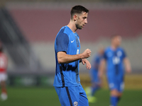 Andraz Sporar of Slovenia is reacting after scoring the 0-1 goal during the friendly international soccer match between Malta and Slovenia a...