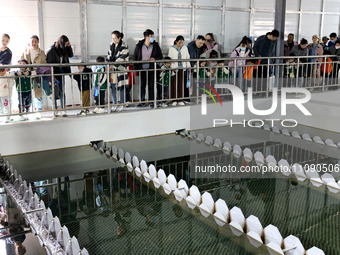 People are visiting the tap water production system at Beijiao Water Plant in Zaozhuang, China, on March 22, 2024. (