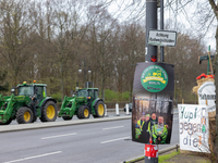 Farmers are protesting against the German government at Pariser Platz in Berlin, Germany, on March 22, 2024. Cars, tractors, and trucks park...