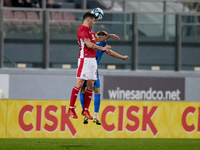 Malta national soccer team player Jean Borg (top left) is in action during the friendly international soccer match between Malta and Sloveni...