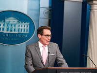 Press Secretary Karine Jean-Pierre and NSC John Kirby are speaking to the press during the House Press Briefing on March 22. (
