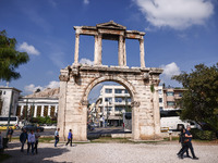 The Arch of Hadrian in Athens, Greece on March 16th, 2024.  (