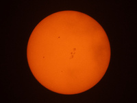 Large sunspots are appearing on the sun in Colombo, Sri Lanka, on March 24, 2024. (