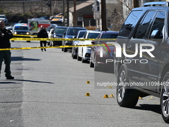 Police are investigating a shooting in Paterson, New Jersey, United States, on March 24, 2024. One person is reportedly injured after being...