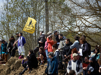 People are waiting for the 'Ecureuils' to climb down from the trees they have occupied for 37 days to prevent them from being cut down. Afte...