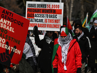 EDMONTON, CANADA - MARCH 24:
Members of the Palestinian diaspora, supported by the local Muslim community and activists from left-wing parti...