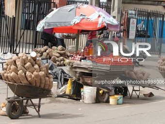 Raw food vendors are recording low sales during the Ramadan period in Ogba, Lagos, Nigeria, on March 24, 2024. The devaluation of the Naira,...